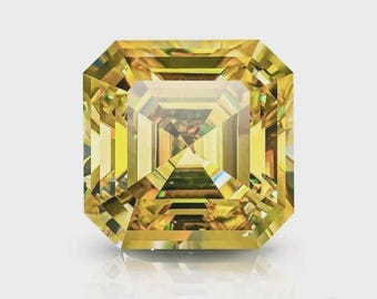 Diament 5 CT hodowany laboratoryjnie, fantazyjny żółty kolor, szlif Ascher, czystość VVS1 (10 mm), luźny moissanit, kamień szlachetny, prezent na rocznicę, do tworzenia biżuterii