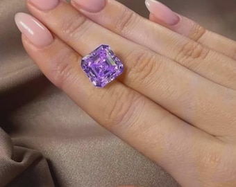 2CT fantazyjny fioletowy kolor, szlif Ascher VVS1, laboratoryjnie hodowany diament Moissanite (7 x 7 mm) do wyrobu biżuterii + darmowy prezent