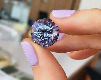 Diament Moissanite o szlifie okrągłym, 2CT, w kolorze fioletowym, o czystości VVS1, laboratoryjnie hodowany, 8,50 x 8,50, kamień szlachetny do wyrobu biżuterii + darmowy prezent