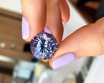 5 CT fantazyjny fioletowy okrągły diament o szlifie, czystości VVS1, laboratoryjnie hodowany Moissanite, 11 x 11 mm, kamień szlachetny do wyrobu biżuterii + darmowy prezent