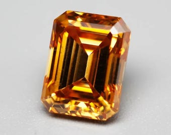 AAA+ 5 CT Fantazyjny pomarańczowy kolor, szlif szmaragdowy, diament VVS1, laboratoryjnie hodowany Moissanite, (9 x 12 mm), luzem do wyrobu biżuterii + darmowy prezent