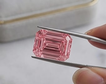 2,40 CT fantazyjny jasnoróżowy diament w szlifie szmaragdowym VVS1, laboratoryjnie hodowany Moissanite, 9 x 11 mm, kamień szlachetny do kolekcji i biżuterii