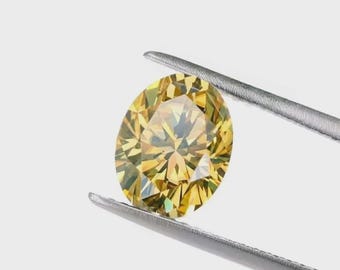 2CT fantazyjny żółty kolor, owalny szlif diamentu VVS1 laboratoryjnie hodowanego Moissanite, 7 x 9 mm kamień szlachetny do wyrobu biżuterii + darmowy prezent