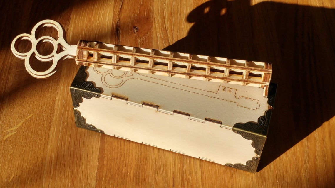 Lock and Key Wooden Puzzle Box Design Files Etsy