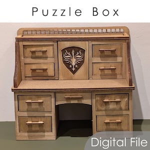 Puzzle Box - Bureau, boîte d'évasion, tiroirs cachés, fichiers de conception numériques pour découpe laser