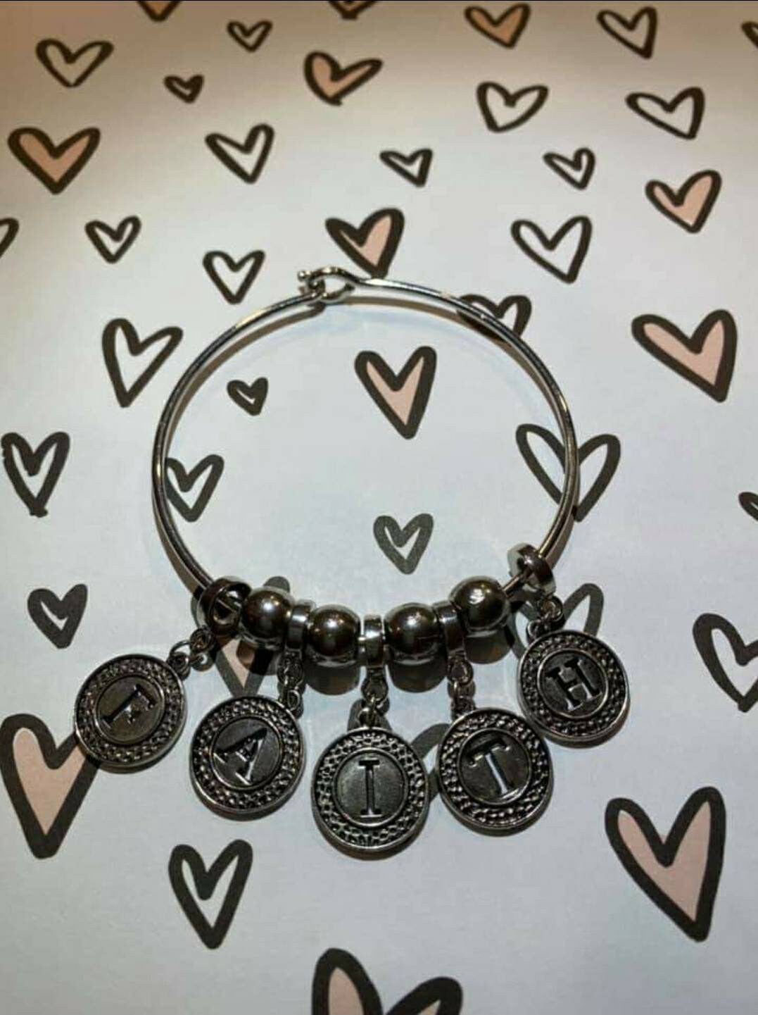 Faith Charm Bracelet Etsy