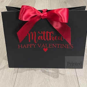 Valentines Gift Bag with Ribbon Personalised