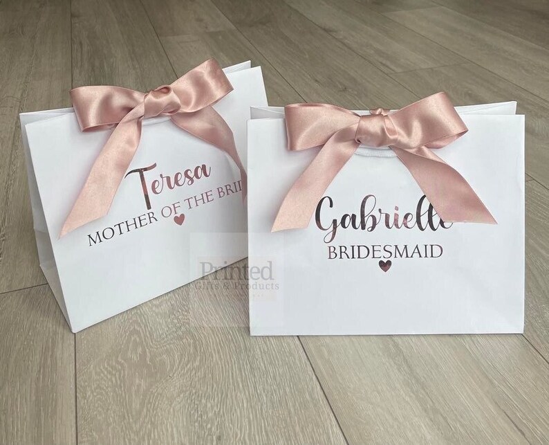 Personalised Gift Bag | Rose Gold | Ribbon | Wedding | Birthday | Bridesmaid | Maid of Honour | Mother of the Bride | 18th | 21st | 30th |