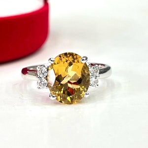 Natural Citrine 11x9 mm Oval Ring - 925 Sterling Silver Ring - Simple Stone Solitaire Setting Ring - Daily Wear Ring - November Birthstone