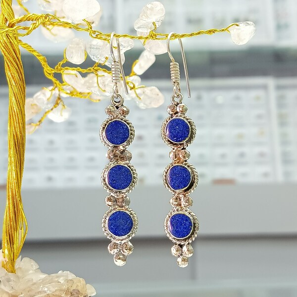 Lapis Earrings , Ethnic Tribal Jewellery, Tibetan Silver Earrings fro women, Everyday wear Earrings , Lapis Lazuli