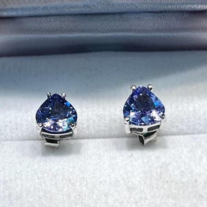 Certified Natural Tanzanite Studs Earring - Pear Shape Tiny Studs - 925 Sterling Silver Earrings - Solitaire Studs - Fine Tanzanite