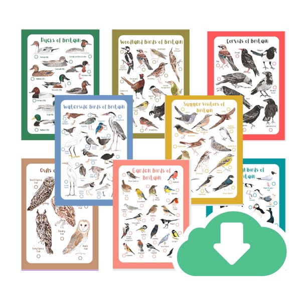 Bird Watching Identification Tick List Sheets - Printable A4 Instant Download - Home Education - Garden Coastal Woodland Waterside Corvids