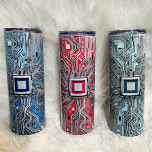 Unique Circuit Board Metal Tumbler with Reusable Straw 20oz