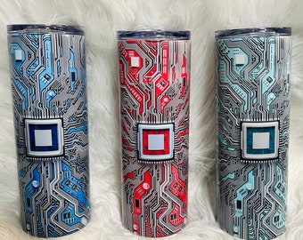 Unique Circuit Board Metal Tumbler with Reusable Straw 20oz