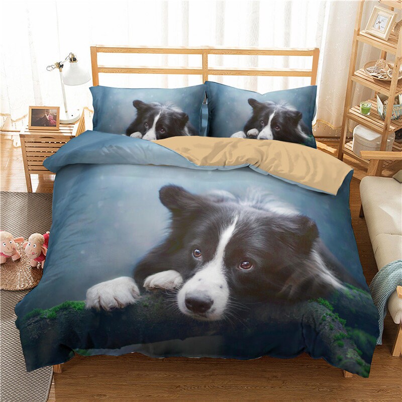 Hunde Bedruckte Bettwäsche Set Hunde Bettbezug Set 3D Tier Etsy