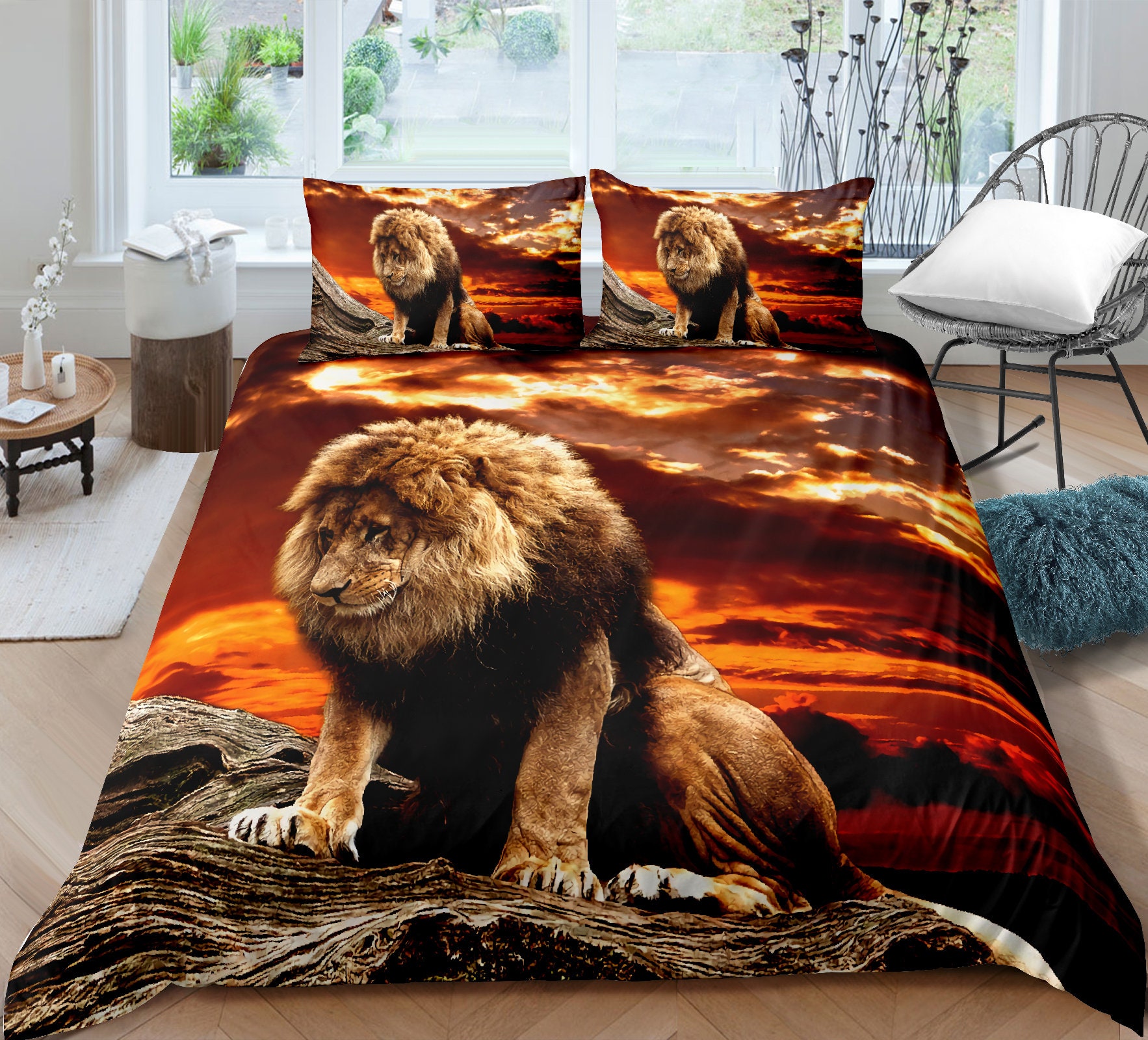 Lion Bedding Animal Duvet Cover Set Twin Size Lion Pattern | Etsy