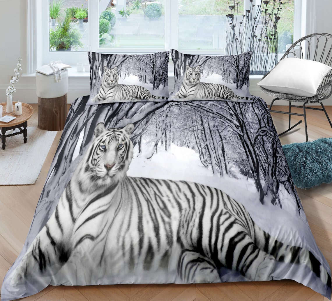 Tiger Bedding Duvet Cover Queen 3D Animal Bedding Set for Kids Etsy