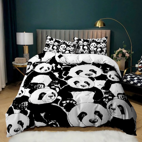 Kid Duvet Cover King Cute Panda Bedding Set for Bedroom Etsy