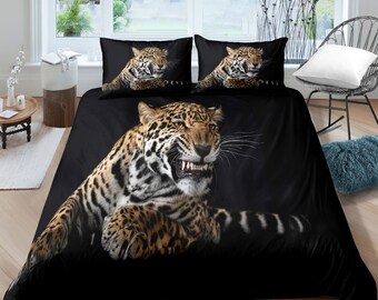 Full Full Size Duvet Cover Sets Encoft 3D Leopard Bedding 3D African Leopard Walking Through Jungle 4-Piece Black Bedding Sets Full Full Size Duvet Cover Sets Encoft 3D Leopard Bedding 3D African Leopard Walking Through Jungle 4-Piece Black Bedding Sets