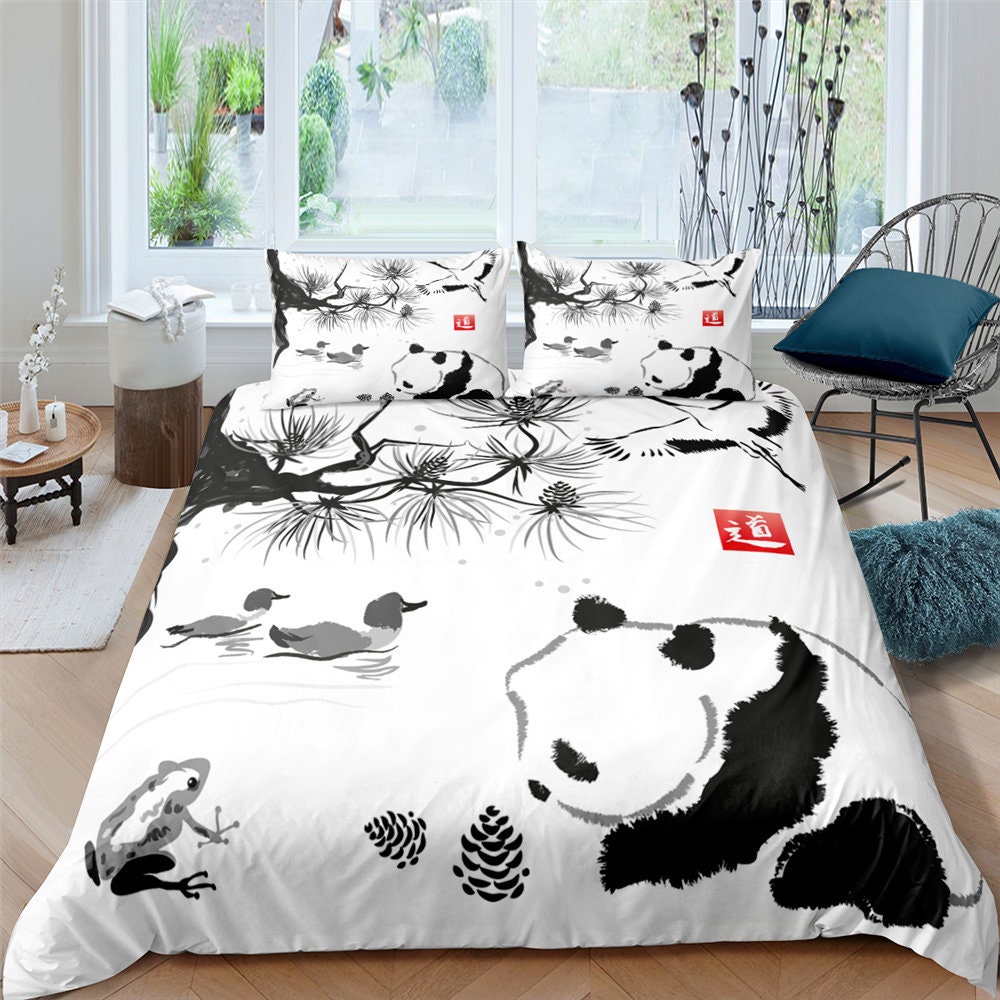 Kids Panda Duvet Cover Twin Size Cute Animal Bedding Set for Etsy