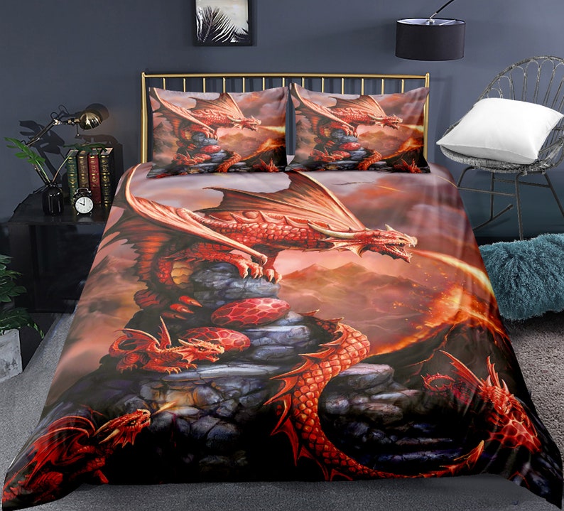 Dragon Duvet Cover Set Dragon Folk Noble Monster Theme Etsy