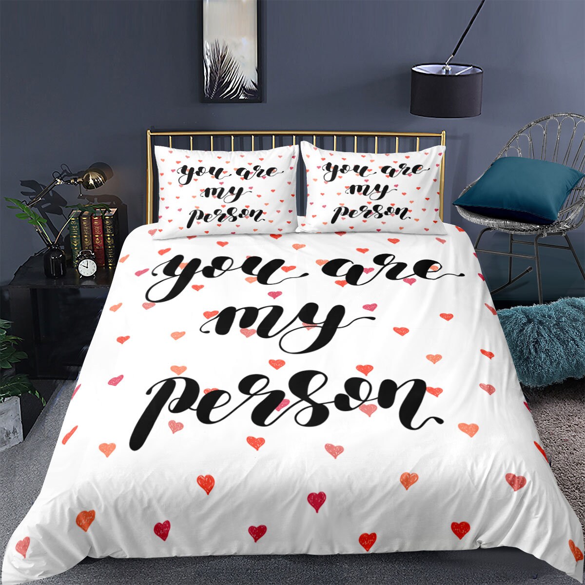 Bedding Love Pattern Duvet Cover Set with Zipper Closure Ultra Etsy