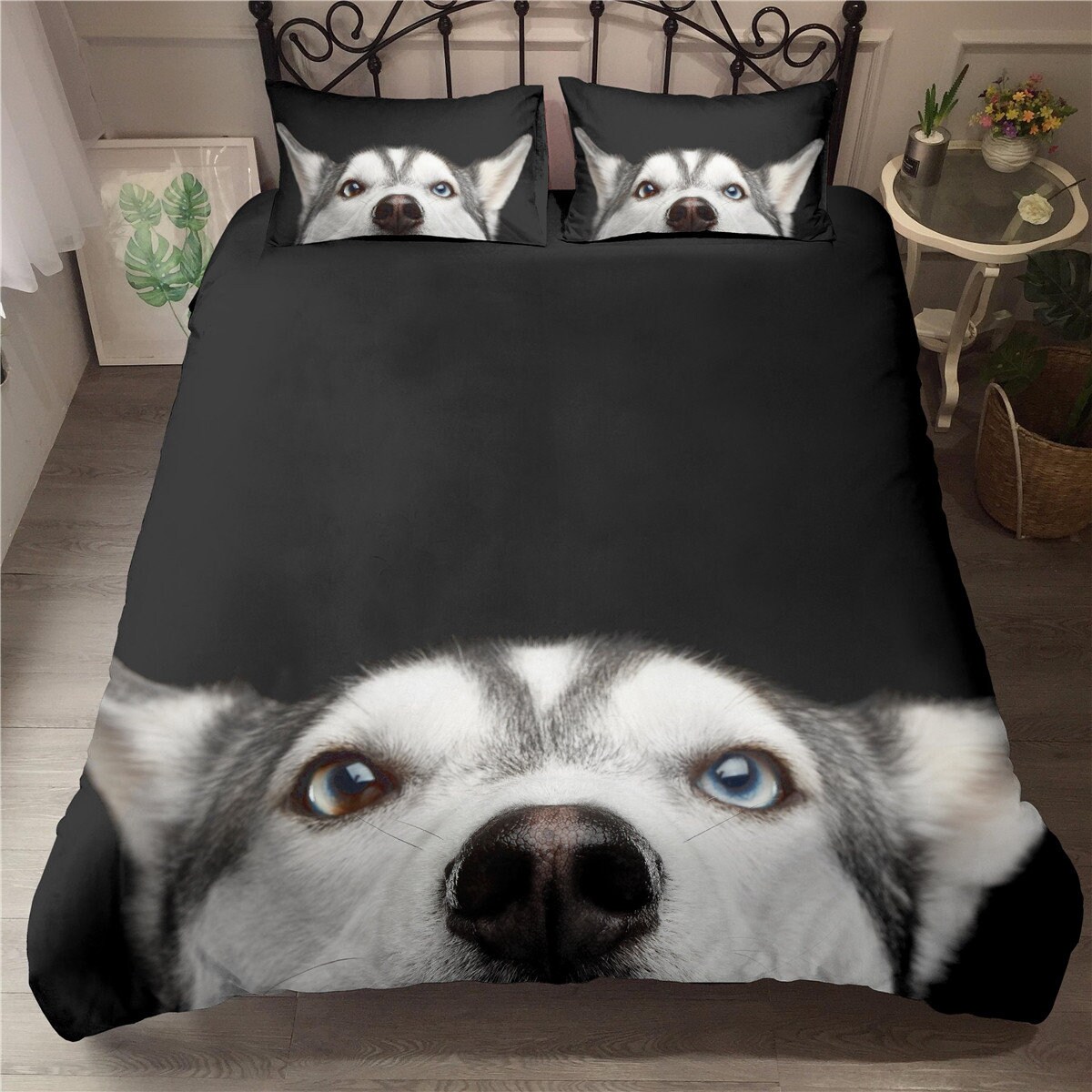 Hund Bedrucktes Bettwäsche Set King Size Weiß Hund Bettbezug Etsy