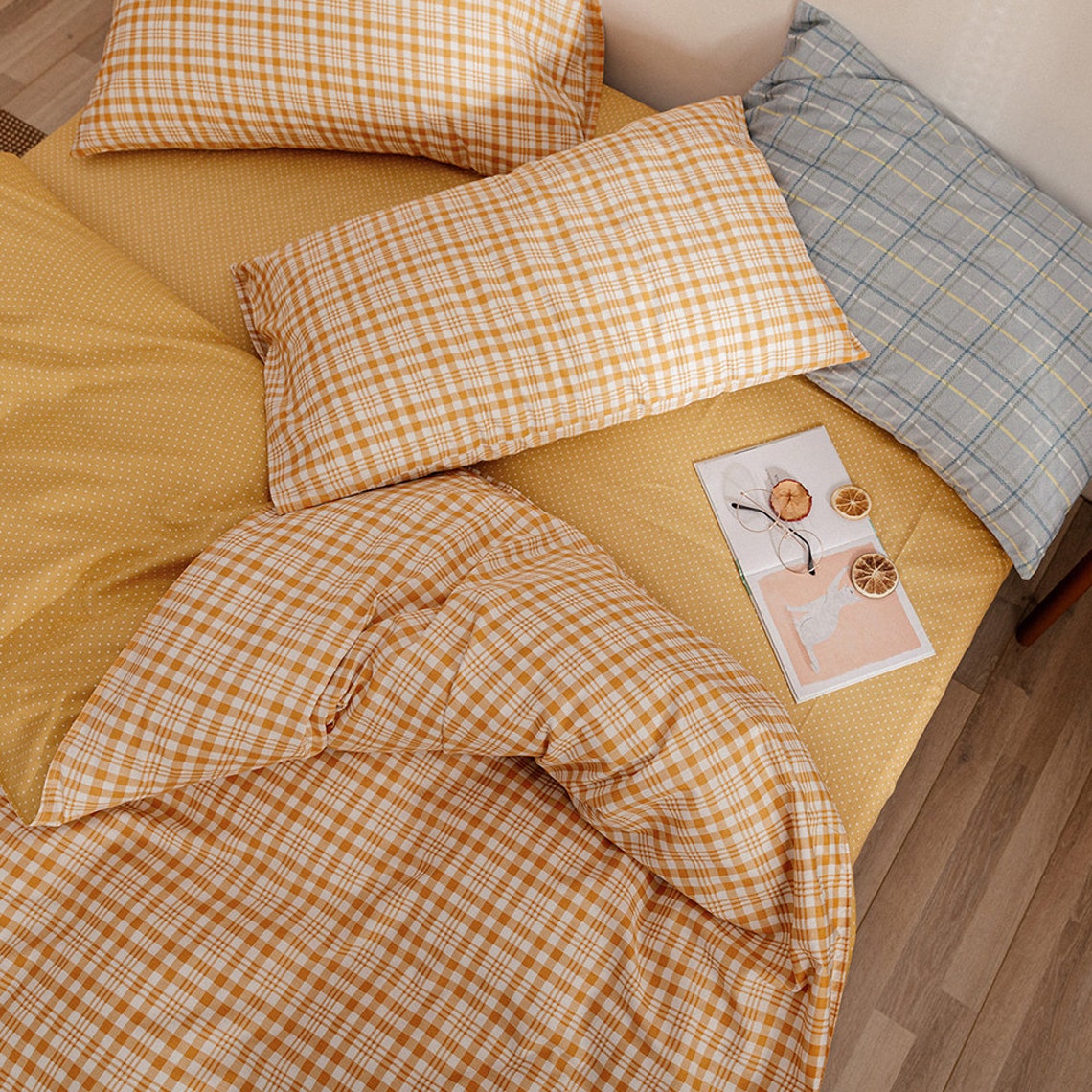 Grid Bedding Teens Orange Geometric Duvet Cover Queen 100 Etsy