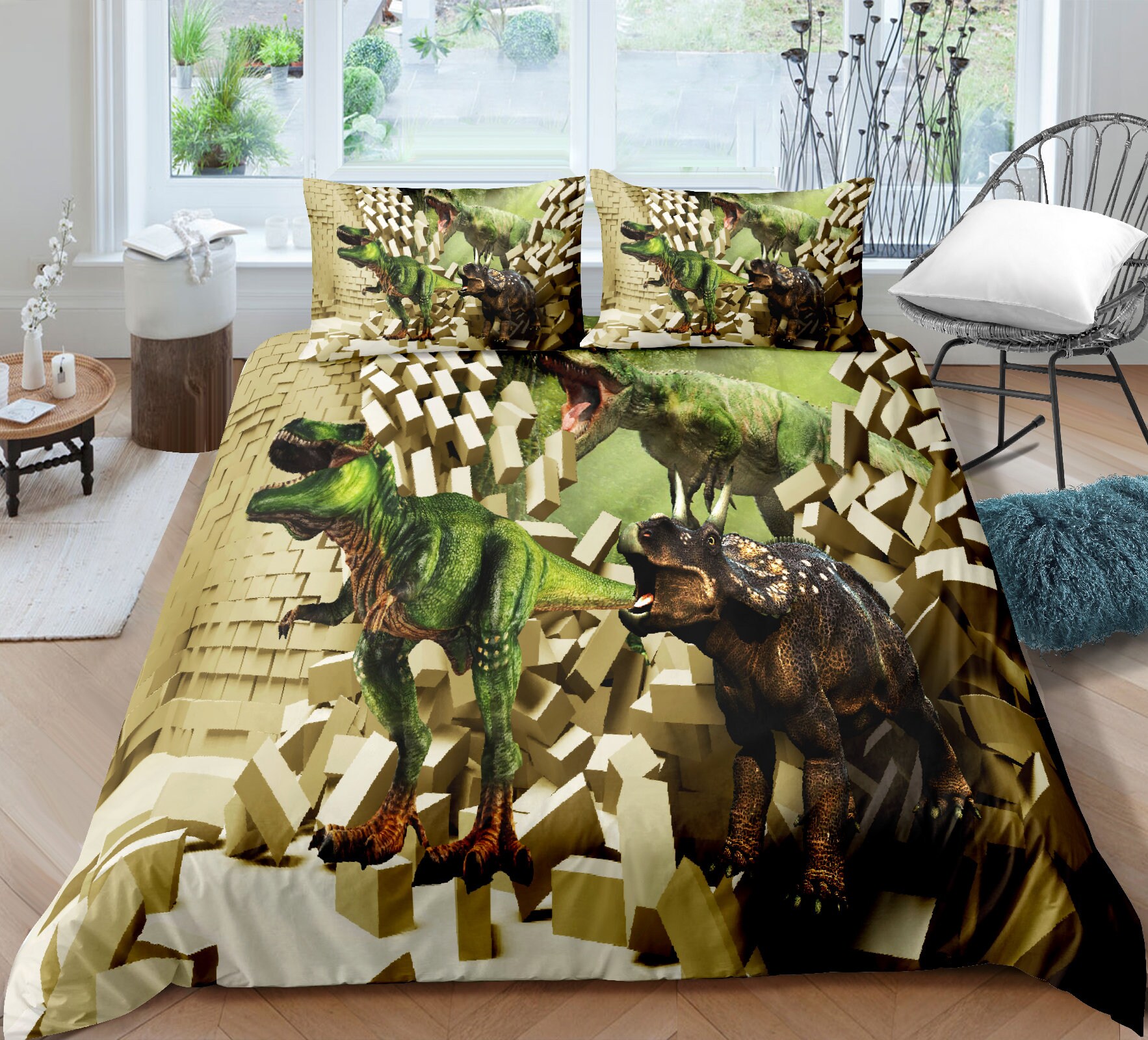 Dinosaur Duvet Cover Set Twin Bedding Duvet Cover with Etsy