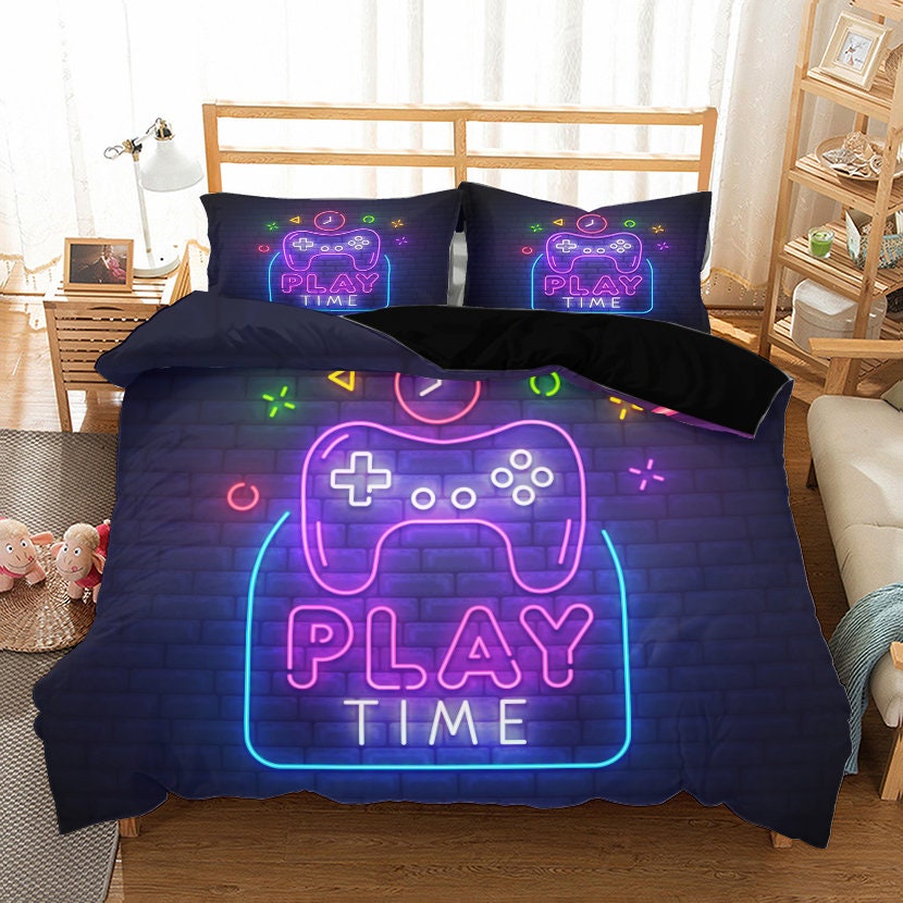 Gamer Bedding Set Twin Size Boys Playroom Decoration Duvet - Etsy