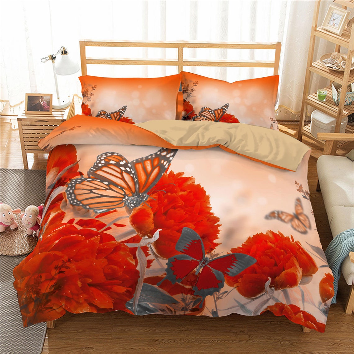 Butterfly Bedding Set Mariposas Edredón Cubierta Bed Set 3 Etsy España