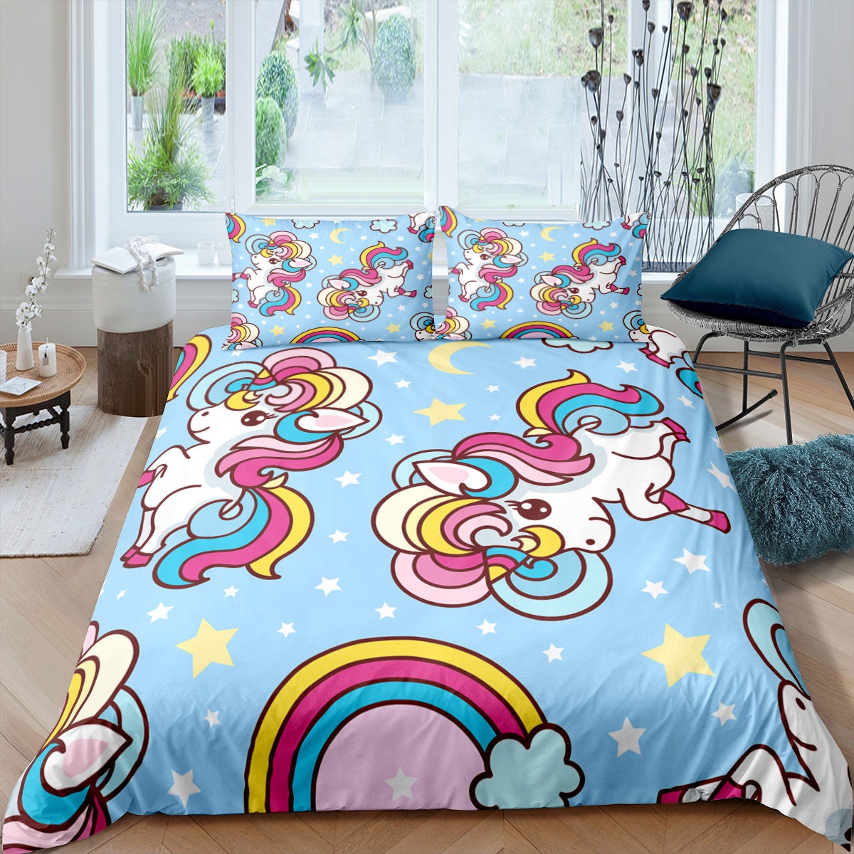 Girls Duvet Cover Set 2 Pieces Twin Cute Pattern Bedding Set Etsy UK