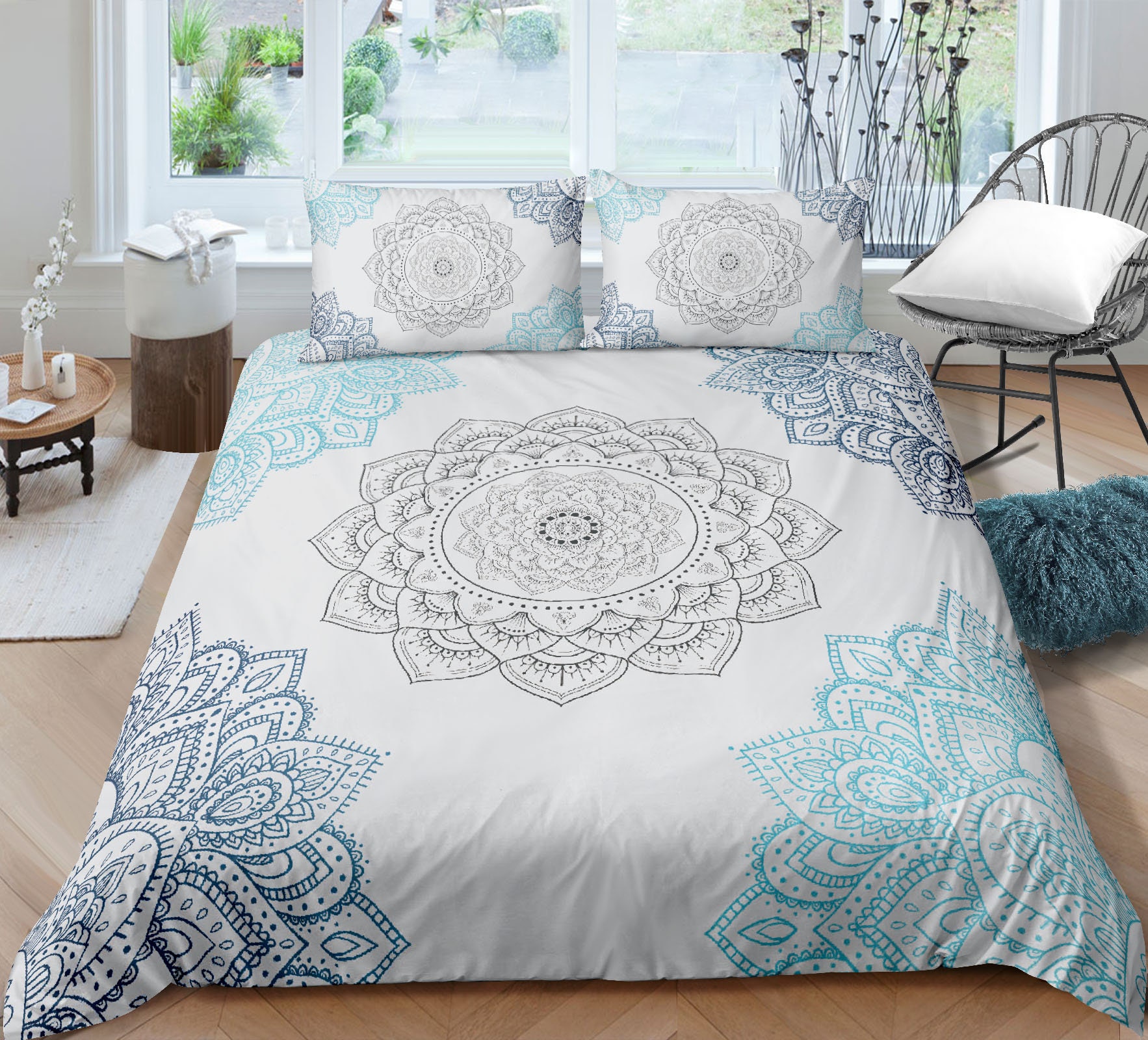 Lotus Flower Duvet Cover Girly Chic Blossom Floral Bedding Set Etsy