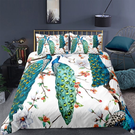 Duvet Cover Plum Blossom Decor Bedding Set King Size Crane Duvet Cover Plum Blossom Decor Bedding, Romantic Luxury Bedding Sets King Size