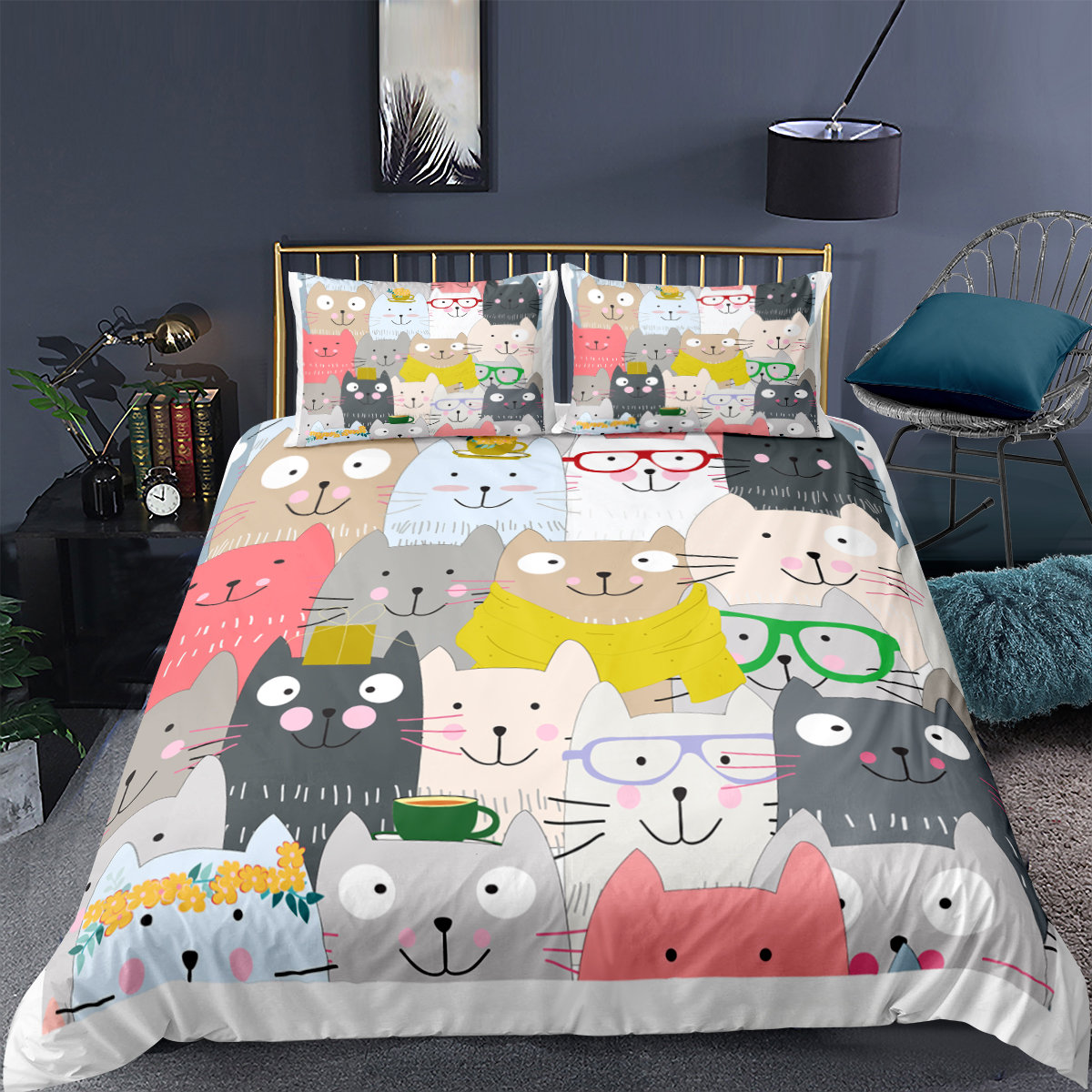 Cat Comforter Cover Set Cat Lover Gifts Bedding for Women Cute Etsy