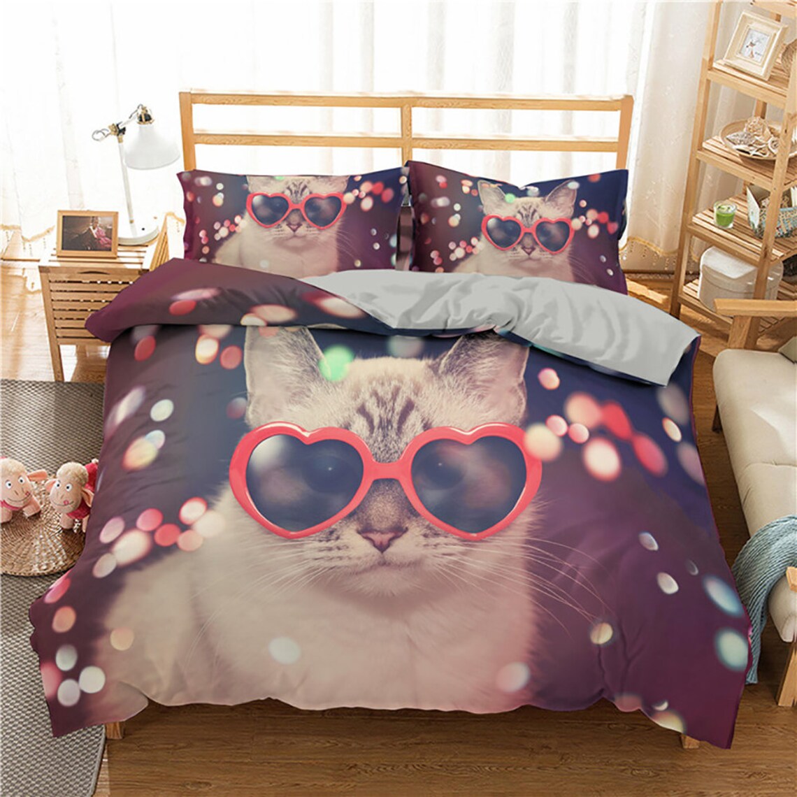 Twin Duvet Cover Cats Print Bedding Set Soft Comfy Super Cute Etsy UK