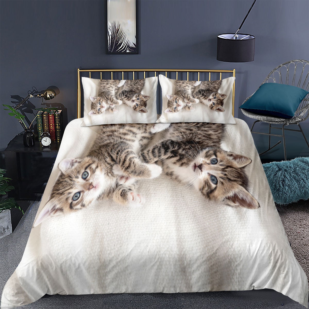 Cat Bedding Set Cartoon Cat Comforter Cover Cute Cat Etsy