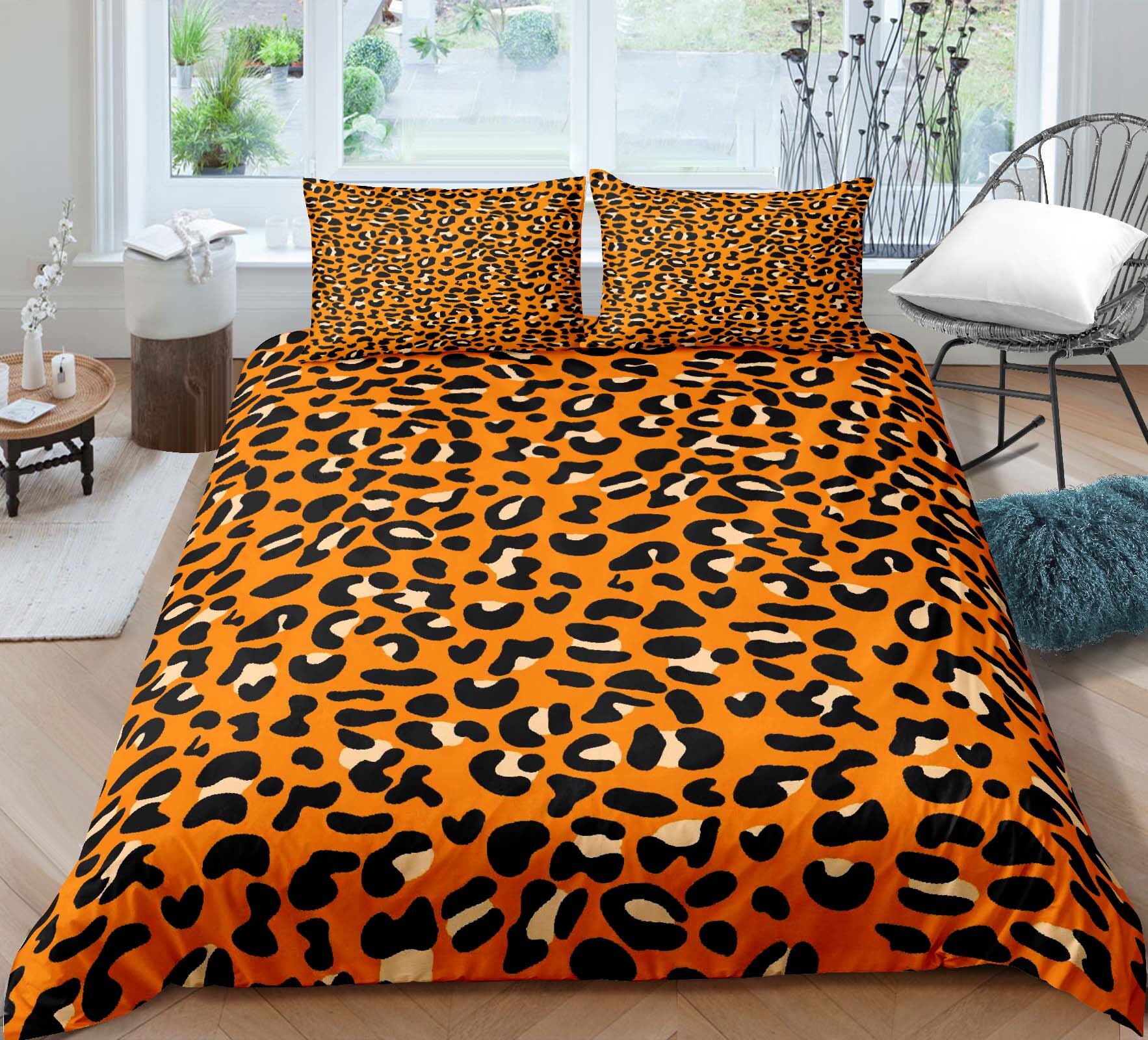 Leopard Print Bedding Sets Full Size 3 Pcs Black and Brown Etsy UK