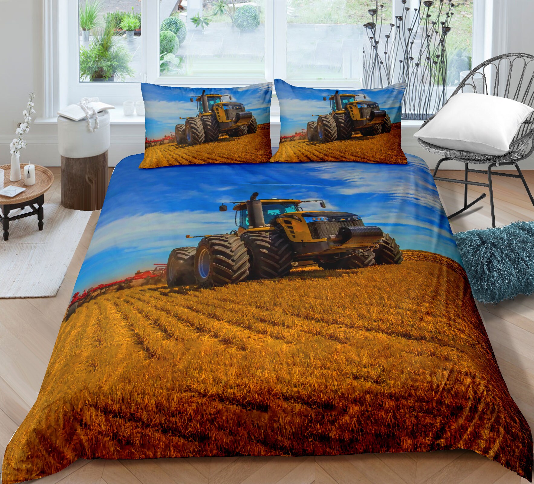 Kids Excavator Comforter Cover Tractor Truck Bedding Set Twin Etsy