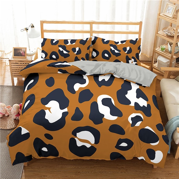 Leopard Print Duvet Cover Set Twin Size Cheetah Print Cover Etsy