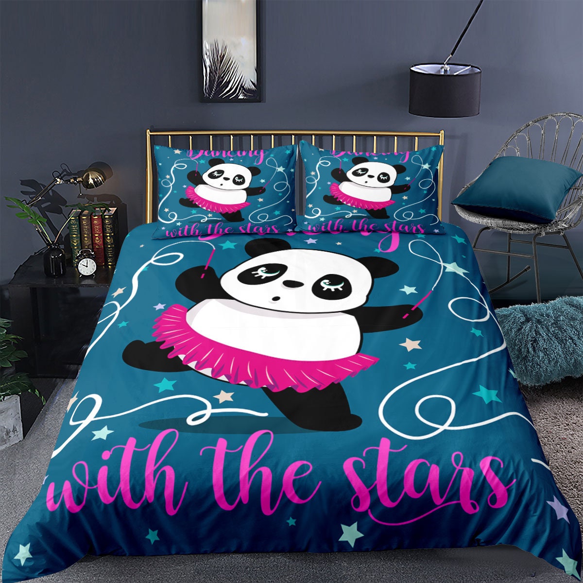 Kid Duvet Cover Full Cute Panda Bedding Set for Bedroom Etsy