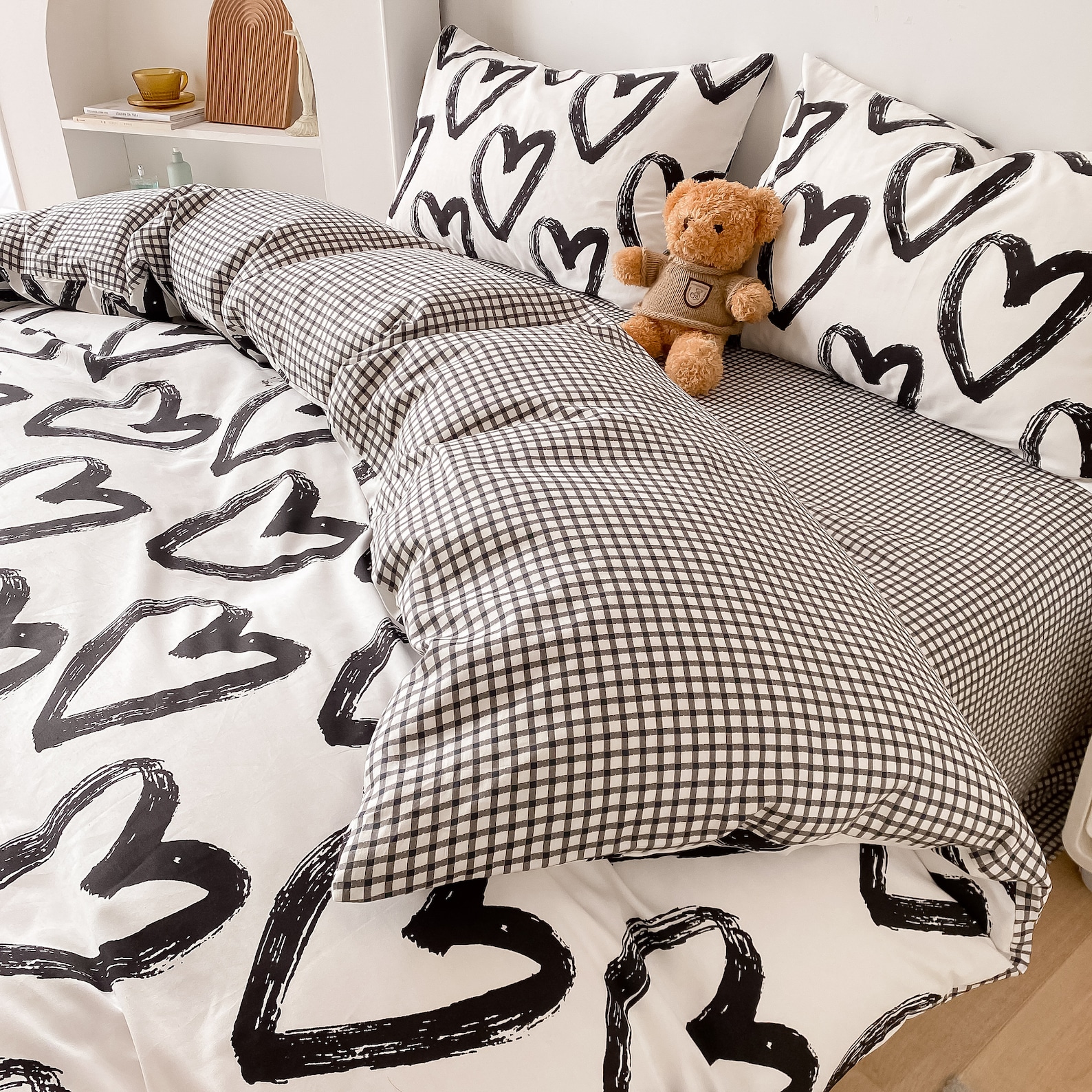 Love Duvet Cover Queen Heart Shaped Bedding Sets Full White Etsy UK