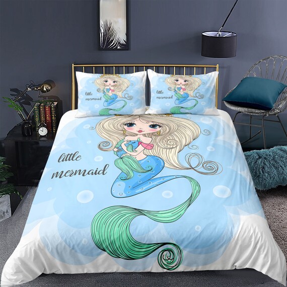 Mermaid Duvet Cover Set Queen Size 