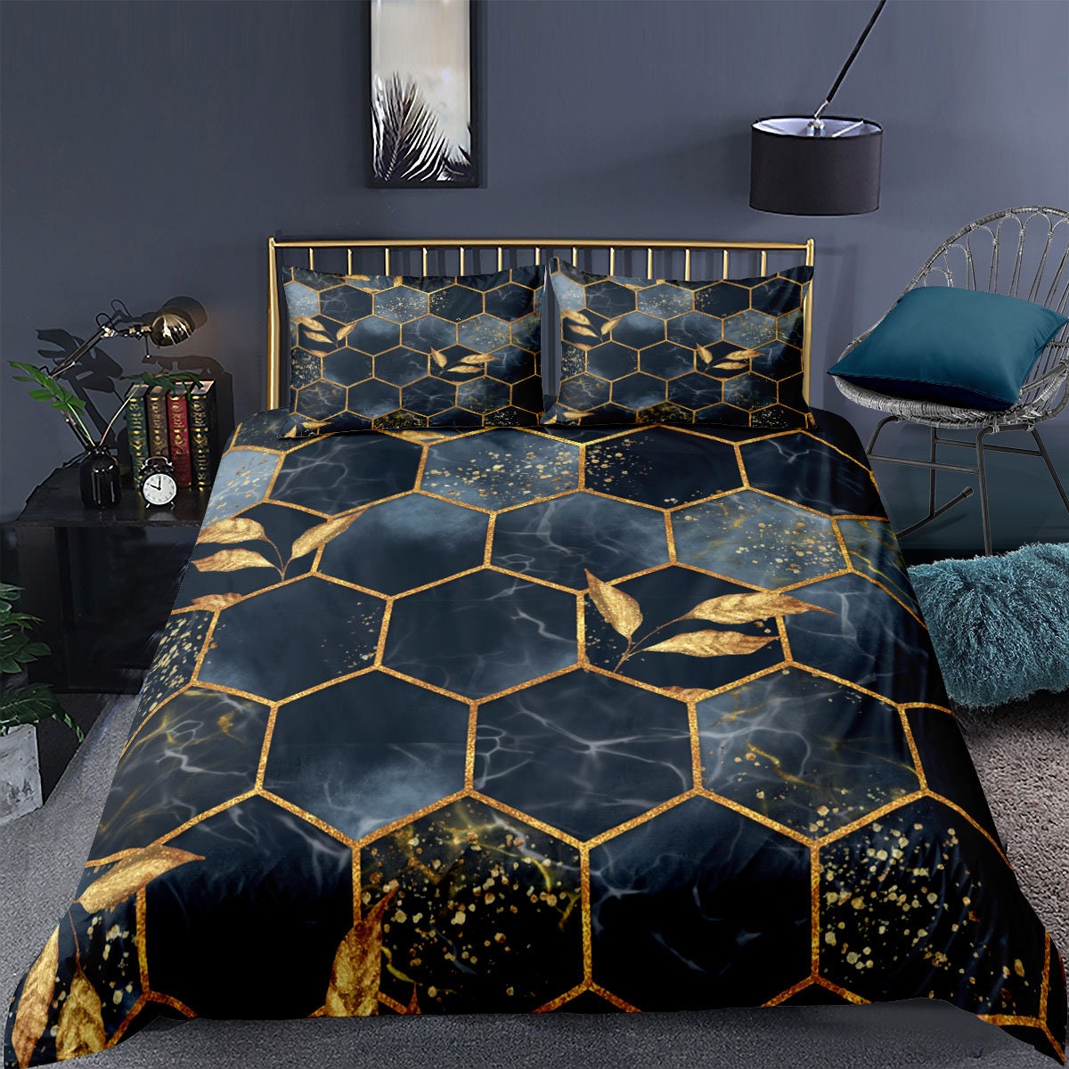 Marble Geometric Duvet Cover King Marble Patterned Duvet Cover Etsy