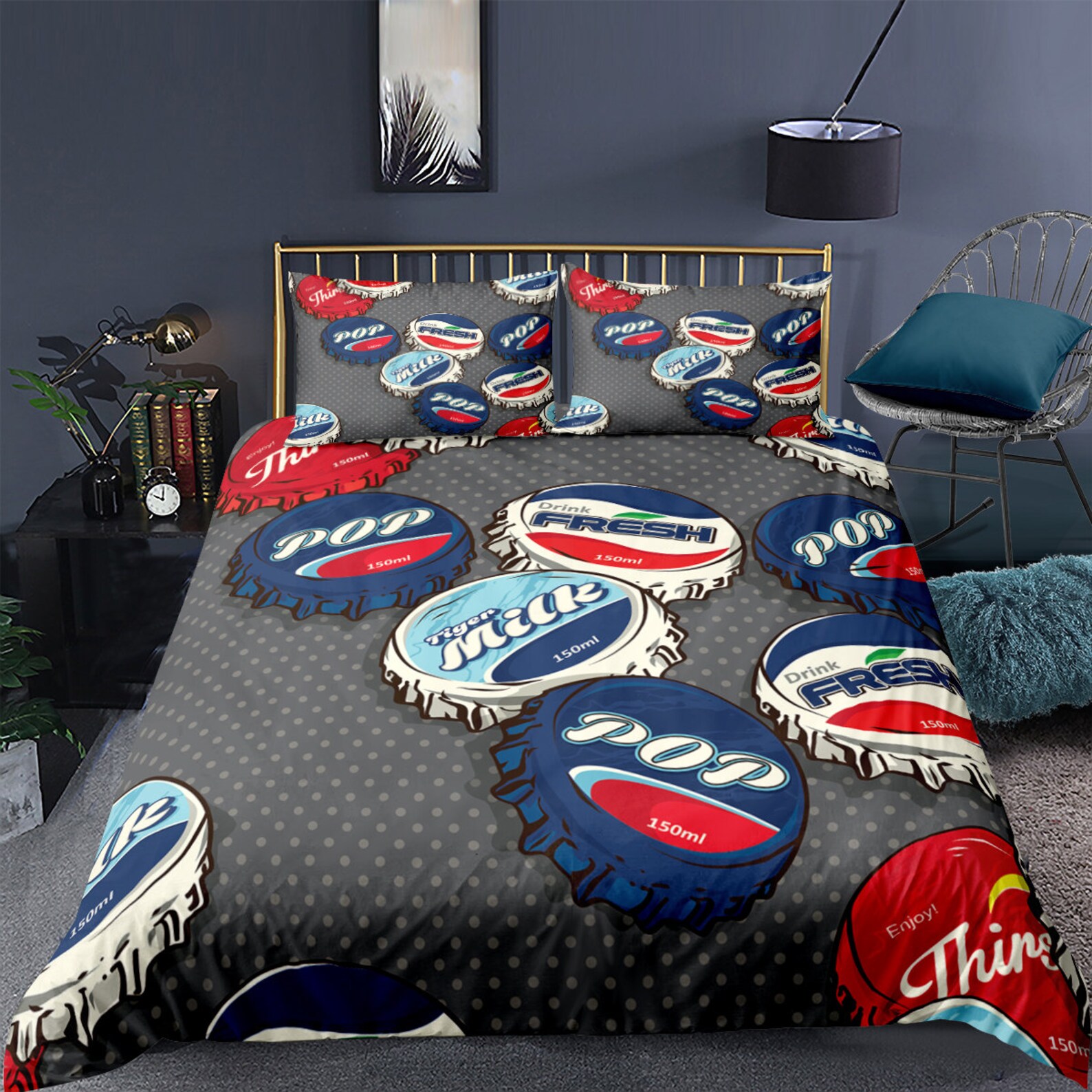 Duvet Cover Set Beer Bottle Cap Bedding Set Soft Microfiber Etsy