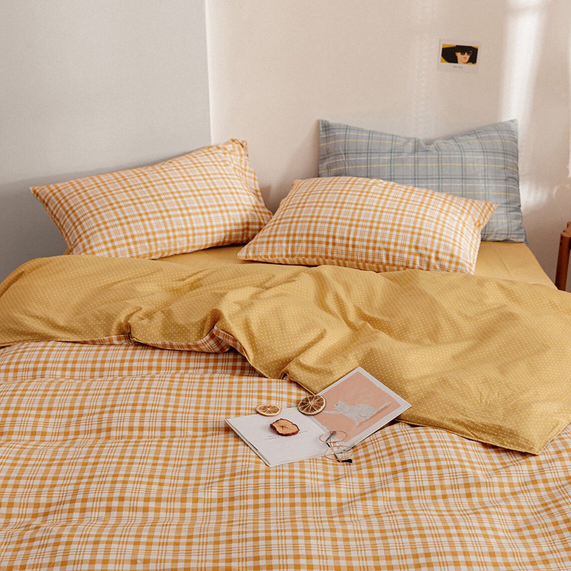 Grid Bedding Teens Orange Geometric Duvet Cover Queen 100 Etsy