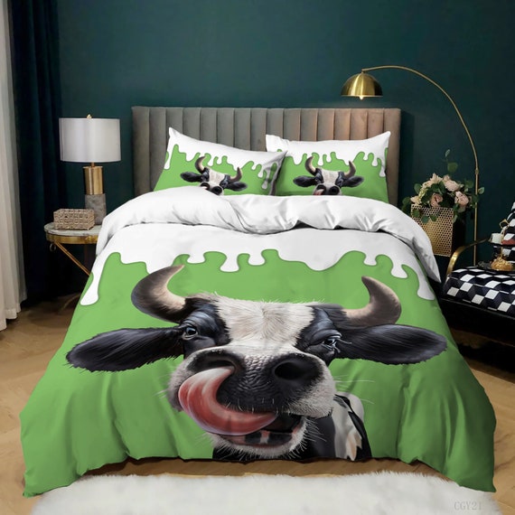 Kid Cartoon Cow Bedding Set Cow Print 