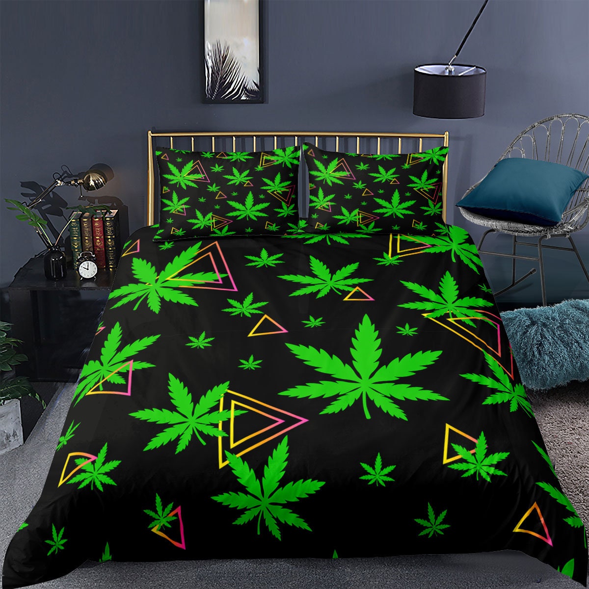 Marijuana Leaf Duvet Cover Cannabis Leaves Bedding Set for Etsy