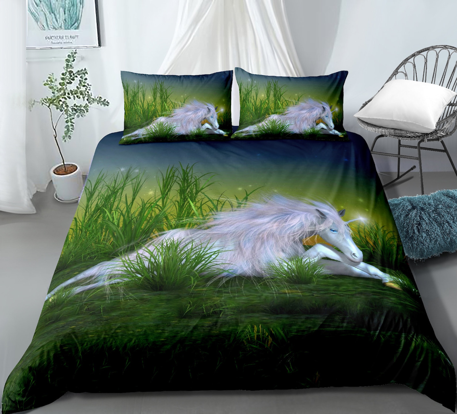 Girls King Bedding Sets Unicorn Bedding Duvet Covers Bedspread Etsy