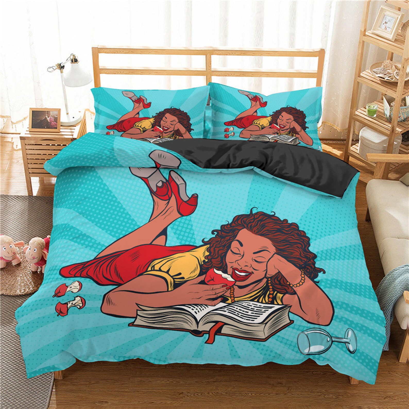 African American Black Girl Bedding Set King Size Graffiti Etsy